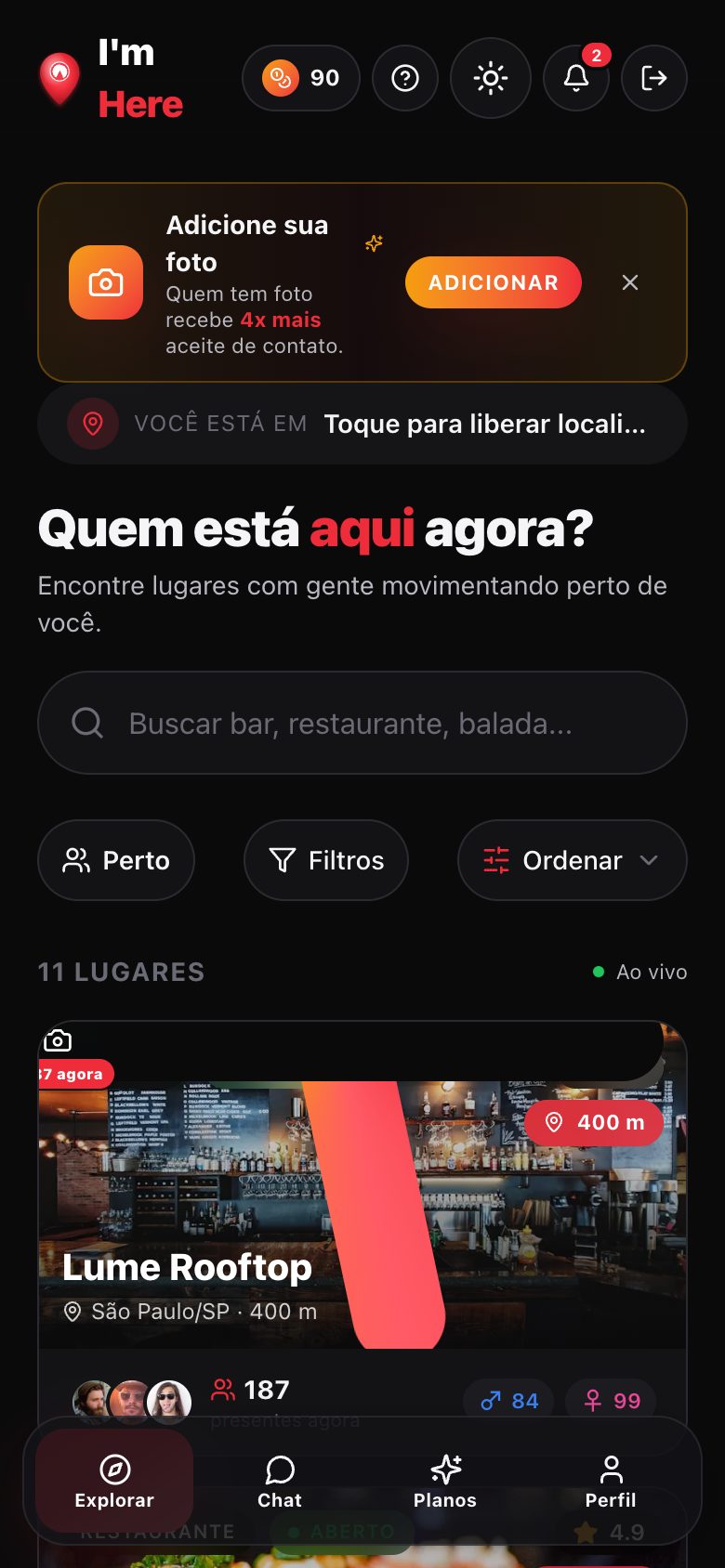 No celular — check-in em um toque