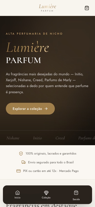 A mesma vitrine, pensada para quem compra pelo celular