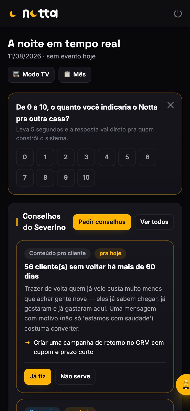 No celular — operação no bolso
