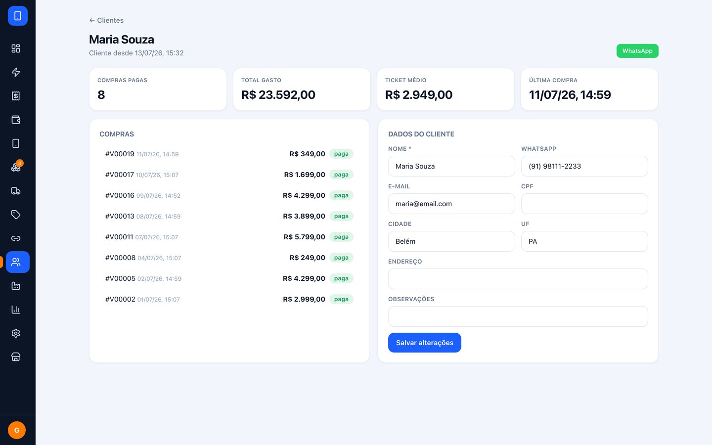 Ficha 360 do cliente