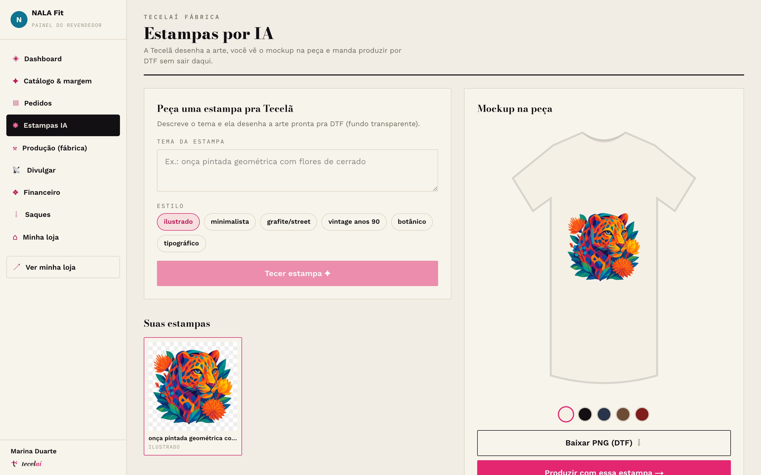 Estampas geradas por IA