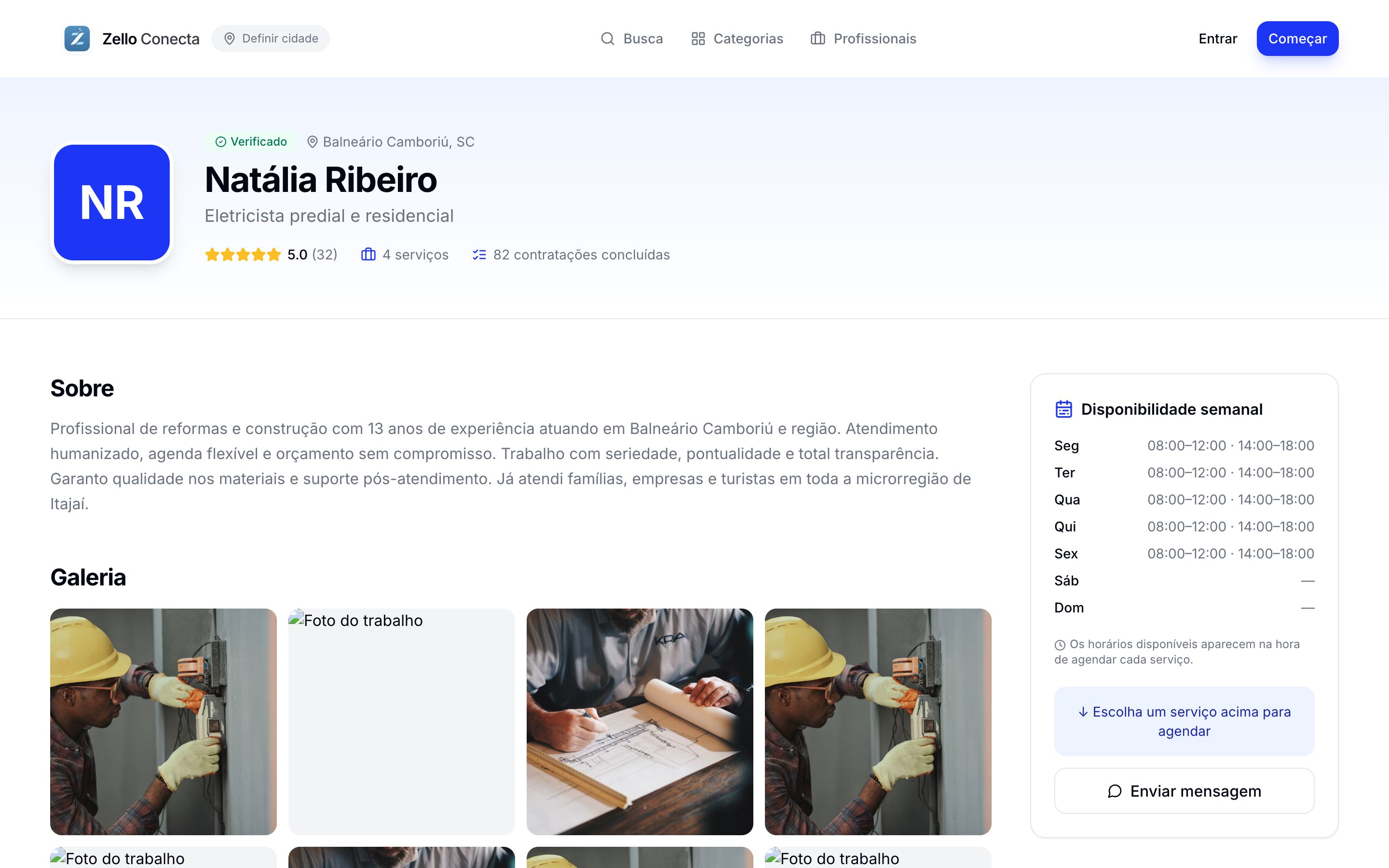Perfil rico do profissional